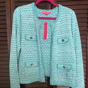 Lilly Pulitzer NWT Aqua Sweater Large